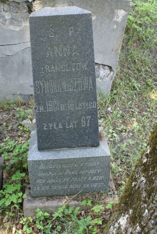 Nagrobek Anny Symonowicz, cmentarz na Rossie w Wilnie, stan z 2013 r.
