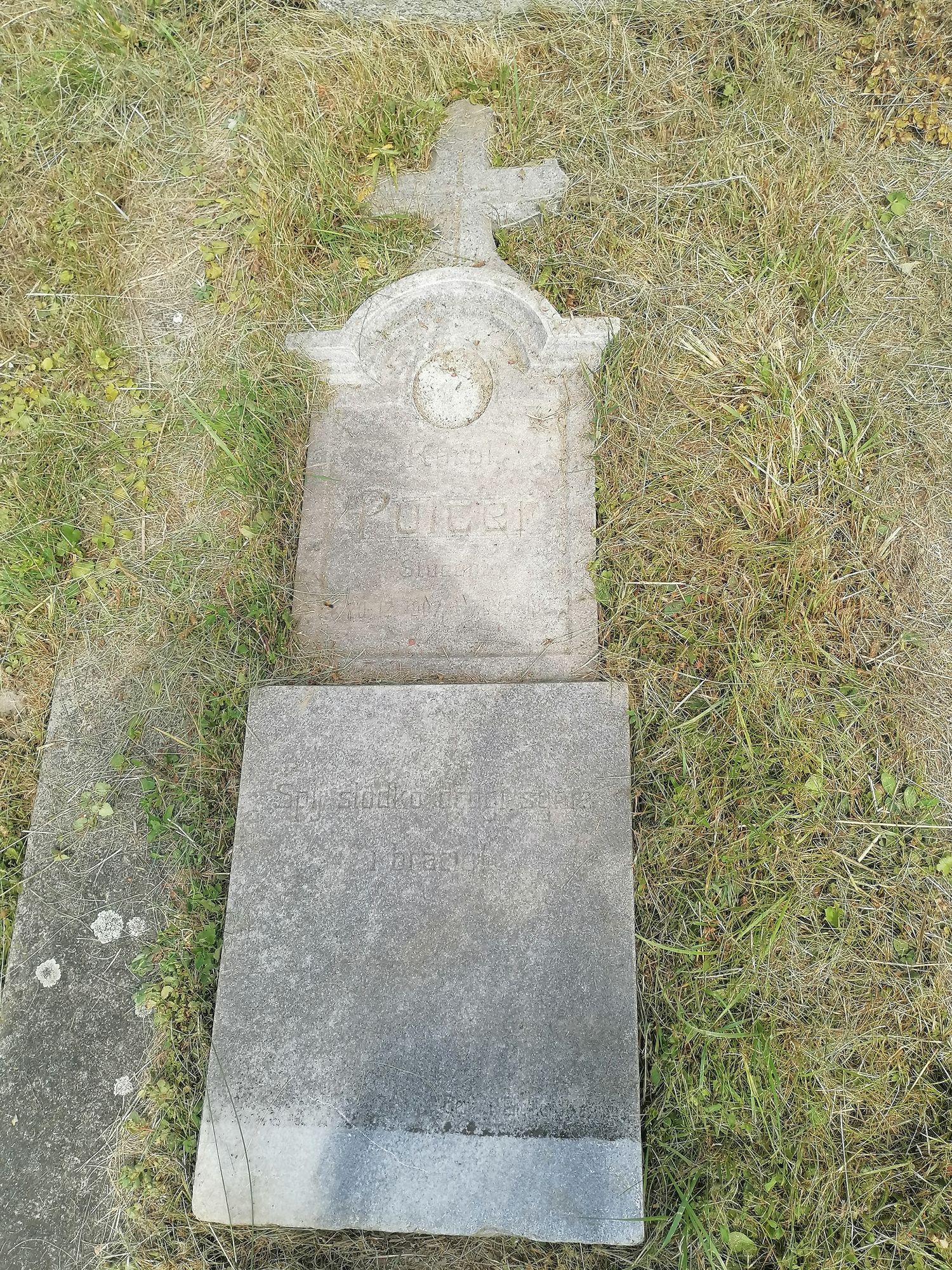 Tombstone of Karol Pulcer, Karviná Důl cemetery, state 2022