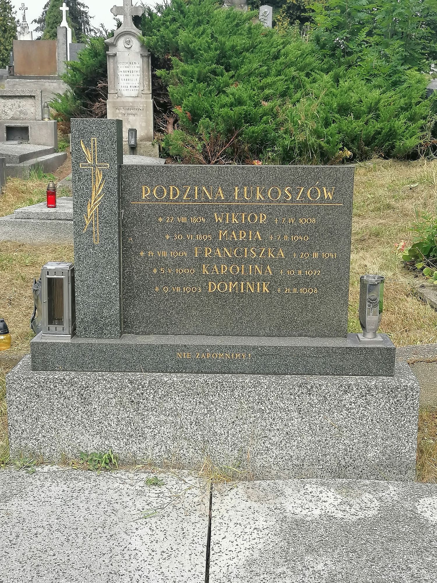 Tombstone of the Lukosz family, Karviná Doły cemetery, state 2022