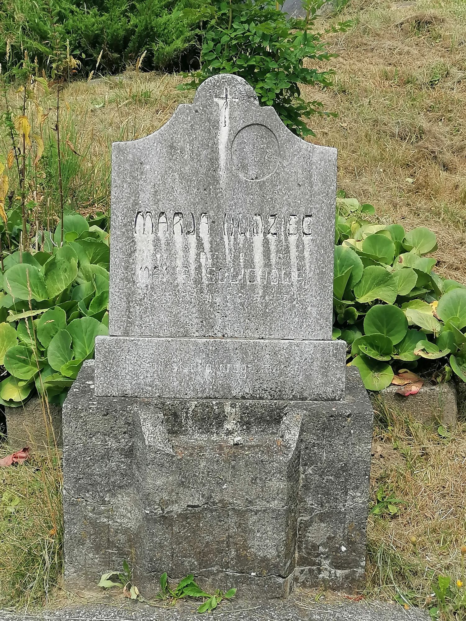 Tombstone of Maria Hudziec, Maria Solicova, cemetery in Karviná Doły, state 2022
