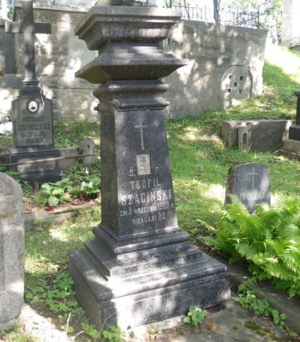 Nagrobek Teofila i Teofila Szacińskich, cmentarz na Rossie w Wilnie, stan z 2013