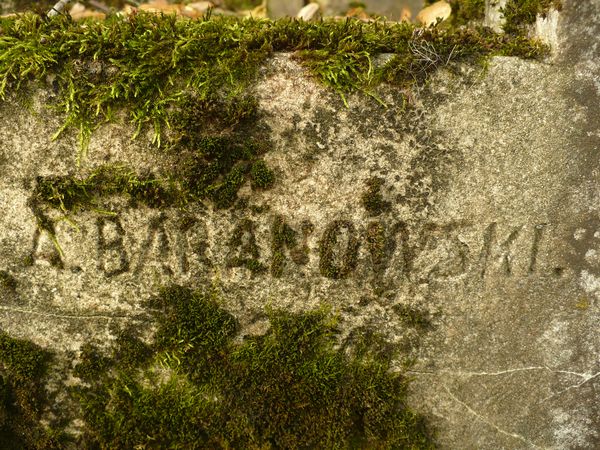 Sygnatura nagrobka Leona Skindera, cmentarz Na Rossie w Wilnie, stan z 2013