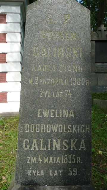 Fragment nagrobka Eweliny, Marii i Nikodema Galińskich, cmentarz na Rossie w Wilnie, stan z 2013