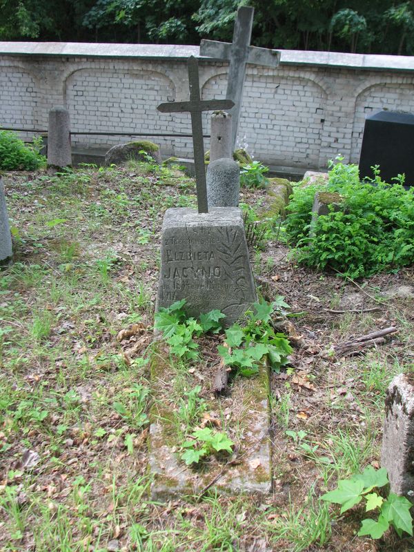 Nagrobek Elżbiety Jacyno, cmentarz na Rossie w Wilnie, stan na 2013 r.