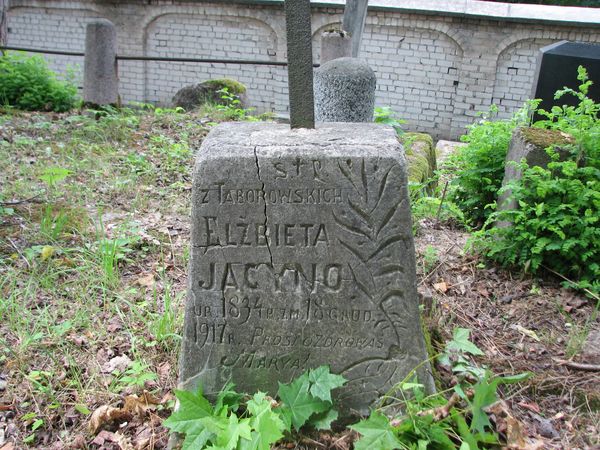 Nagrobek Elżbiety Jacyno, cmentarz na Rossie w Wilnie, stan na 2013 r.