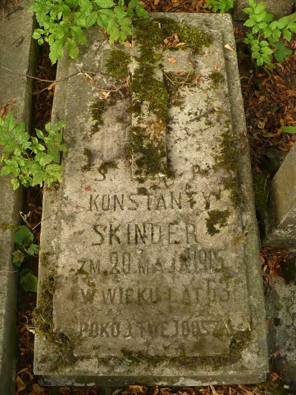 Tombstone of Konstanty Skinder, Na Rossie cemetery in Vilnius, as of 2013