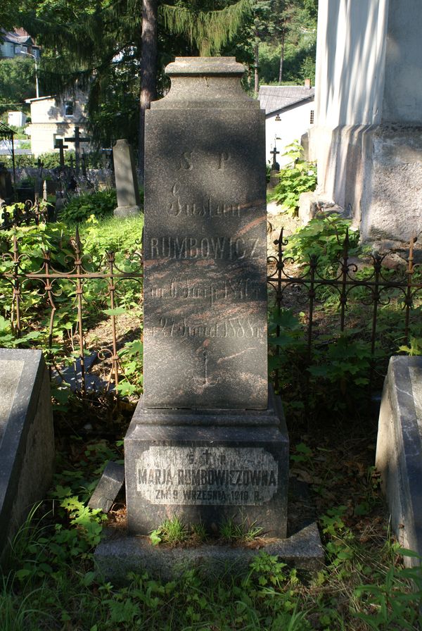 Tombstone of Maria and Gustav Rumbovich and Maria Dobrowolska, Ross cemetery in Vilnius, as of 2013.