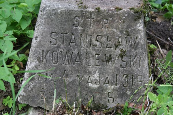 Inskrypcja na nagrobku Stanisława Kowalewskiego, cmentarz na Rossie w Wilnie, stan z 2013