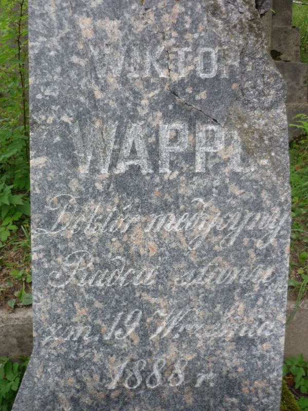 Tombstone of Viktor Vappa, Na Rossie cemetery in Vilnius, as of 2013