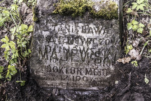 Fragment of the tombstone of Stanislava Dunowska and N.N. Majewski, Na Rossie cemetery in Vilnius, as of 2013.