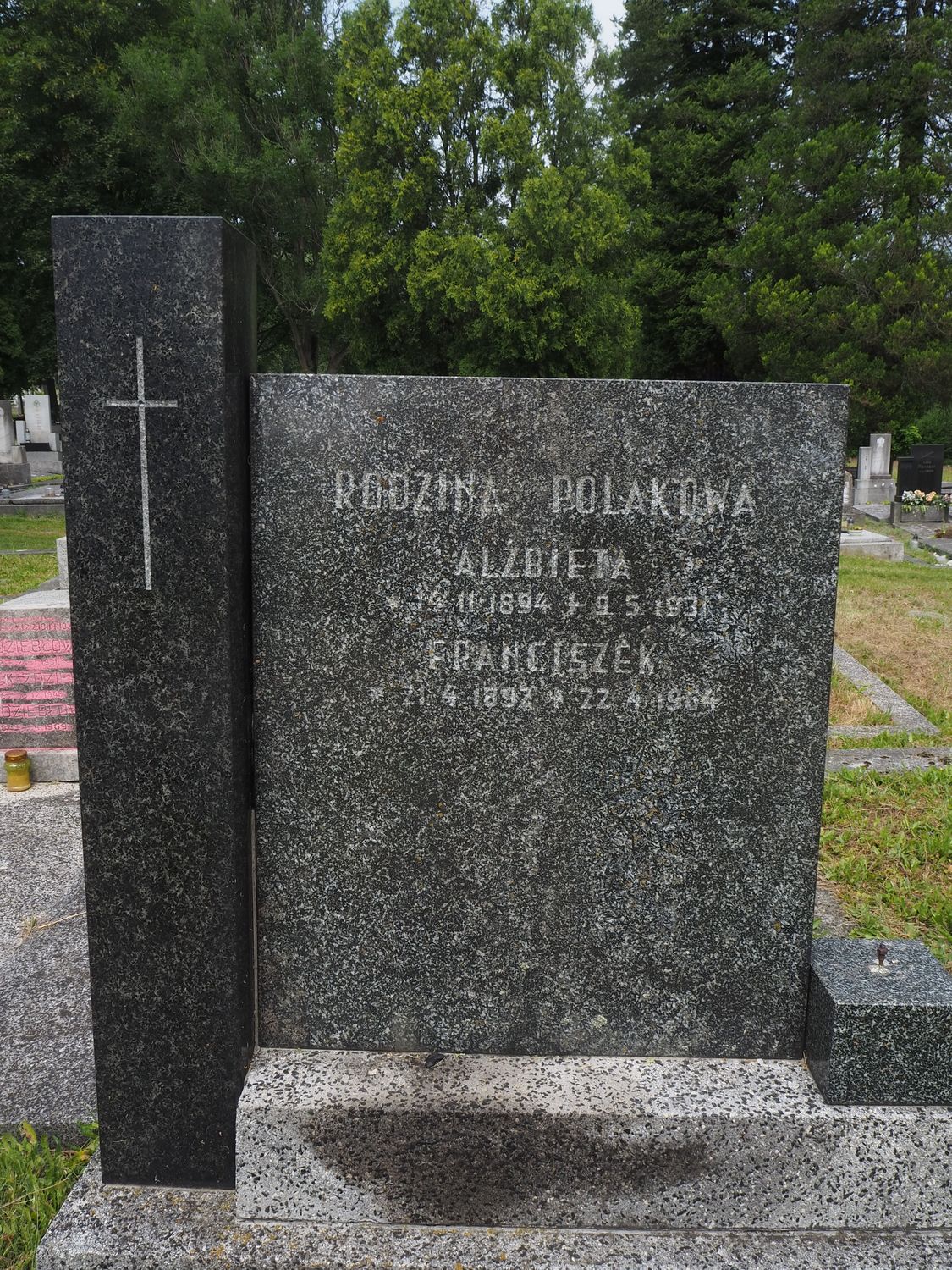 Fragment of a tombstone of the Polakov family, Karviná-Dole cemetery, as of 2022.