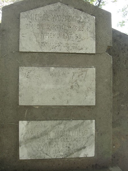 Inscriptions of the tomb of Michał and Wacław Wojszwiłł, Na Rossie cemetery in Vilnius, as of 2013