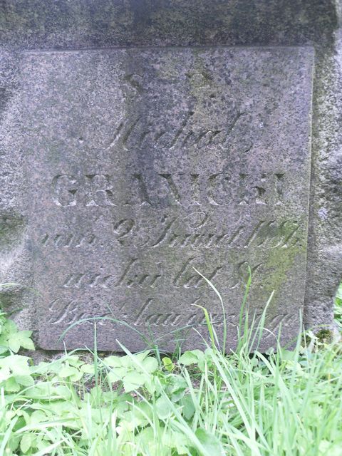 Tombstone of Michał Granicki, inscription, Rossa cemetery in Vilnius, pre-2013