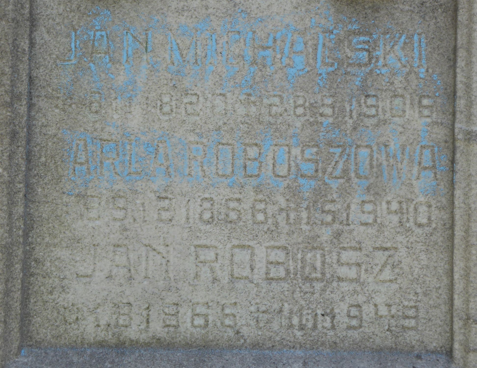 Fragment of Jan Michalski's gravestone from the cemetery of the Czech part of Těšín Silesia, as of 2022.