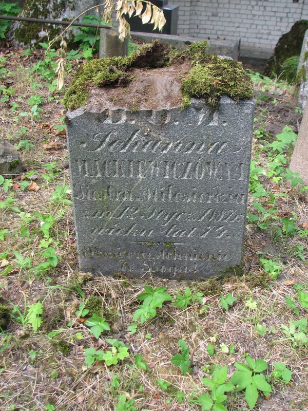 Tombstone of Johanna Mackiewicz, Ross cemetery in Vilnius, as of 2013.