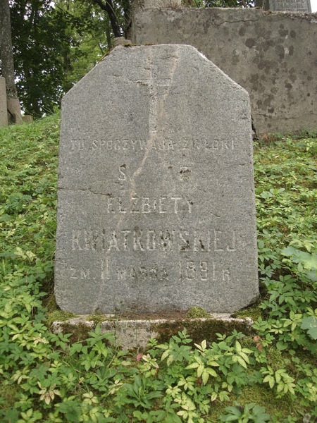 Tombstone of Elżbieta Kwiatkowska, Na Rossie cemetery in Vilnius, state of 2013