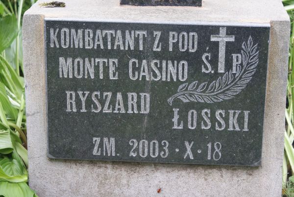 Fragment of Ryszard Losski's tombstone, Ross Cemetery, as of 2013