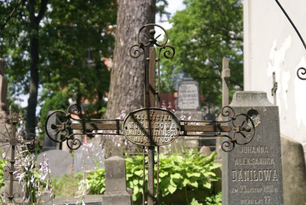 Fragment of Klementyna Niznikova's tombstone, Ross Cemetery in Vilnius, as of 2013.