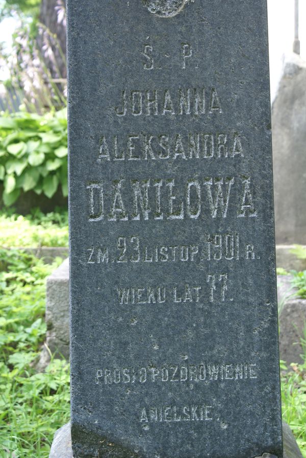 Nagrobek Johanny Daniłowej, cmentarz na Rossie w Wilnie, stan z 2013 r.
