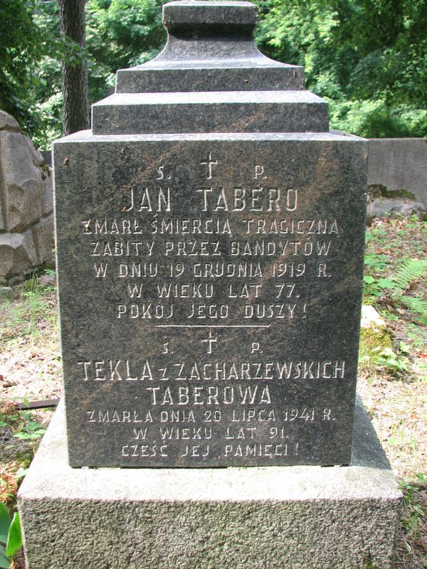 Nagrobek Jana i Tekli Tabero, cmentarz na Rossie w Wilnie, stan na 2013 r.