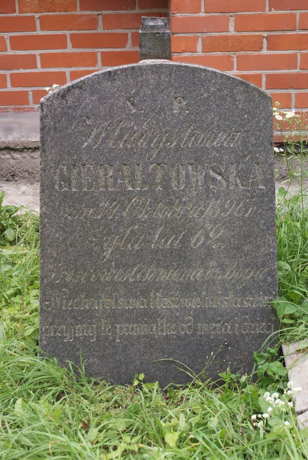Tombstone of Władysława Gierałtowska, Ross cemetery, state of 2013