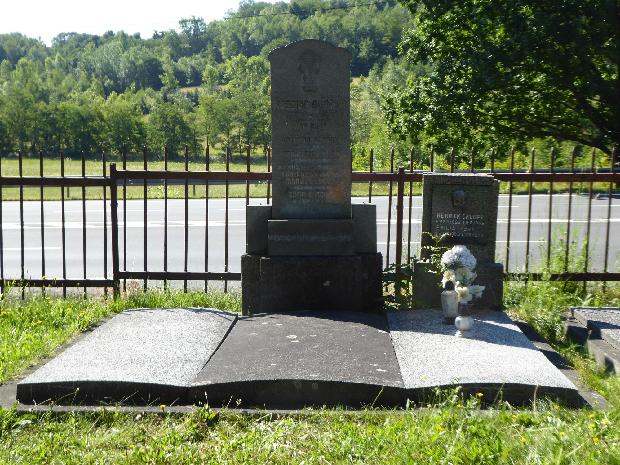 Tombstone of the Burová family from the cemetery of the Czech part of Těšín Silesia, as of 2022.