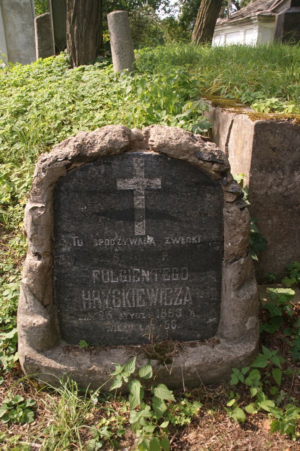 Tombstone of Fulgent Hrygkevich, Na Rossa cemetery in Vilnius, as of 2013