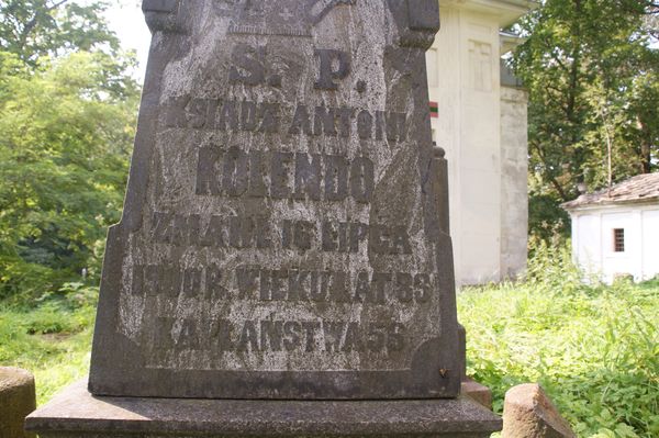 Tombstone of Antoni Kolendo, Na Rossie cemetery in Vilnius, as of 2013