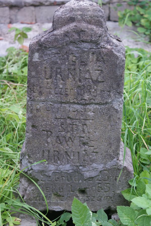 Fragment nagrobka rodziny Urniaż, cmentarz na Rossie, stan z 2013 roku