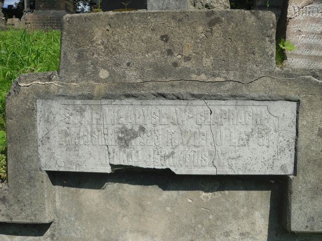 Tombstone of Władysław Czapracki, fragment with inscription, Rossa cemetery in Vilnius, state before 2013