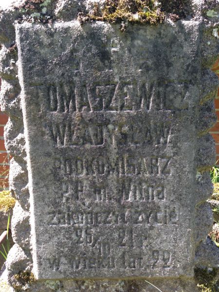 Fragment nagrobka Władysława Tomaszewicza, cmentarz na Rossie, stan z 2013 roku