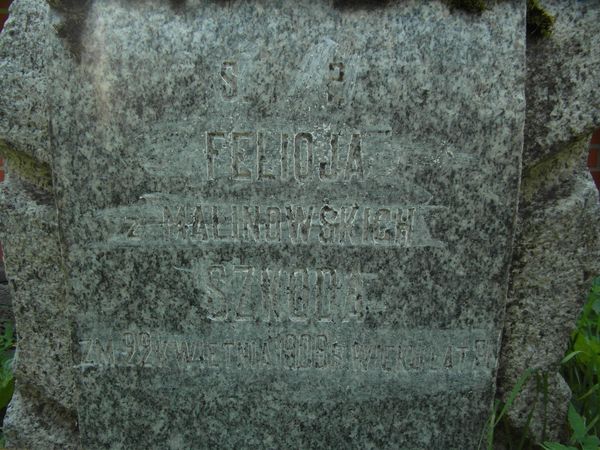 Fragment of Felicia Szkoda's gravestone, Ross cemetery, as of 2013