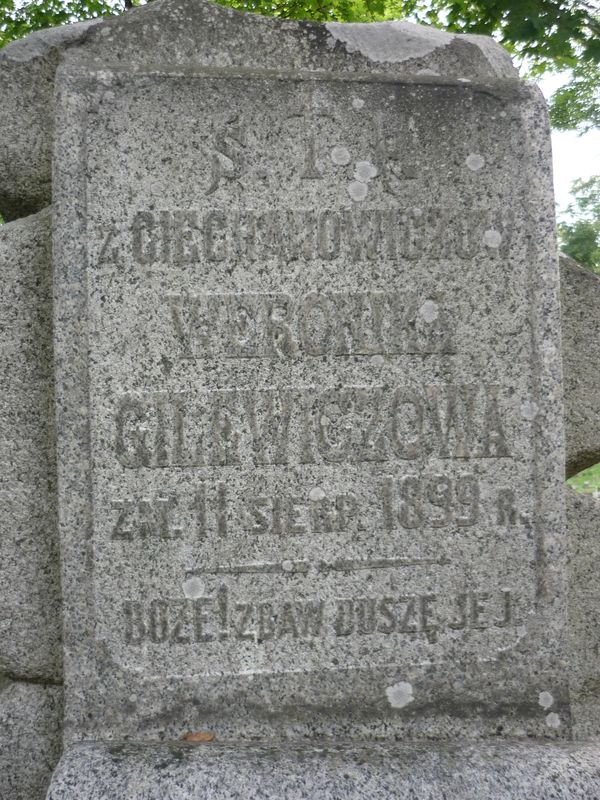 Inscription of the grave of Barbara Ciechanowicz and Veronika Gilewicz, Na Rossie cemetery in Vilnius, as of 2013