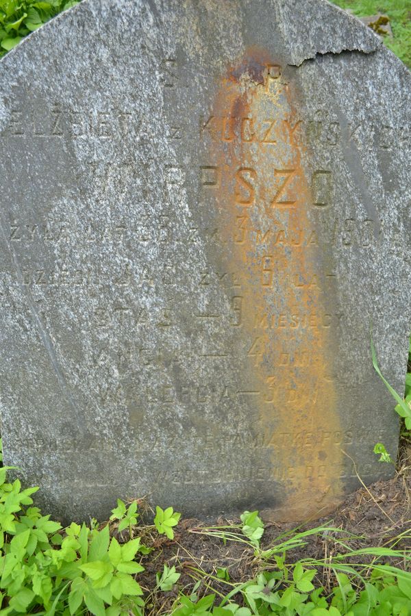 Inscription on the gravestone of Anca, Elzbieta, Jasia, Stasia, Valerija Wirpsza, Rossa cemetery in Vilnius, as of 2013