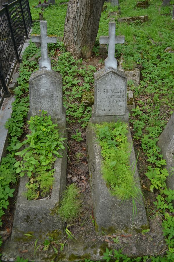 Nagrobki na wspólnej podstawie, cmentarz na Rossie w Wilnie, stan z 2013