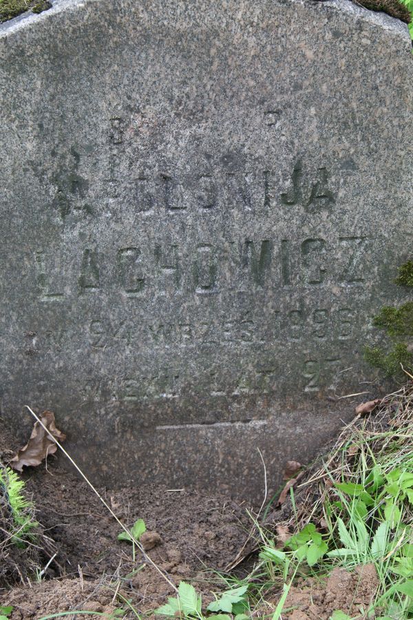 Fragment of the tombstone of Apolonia Lachowicz from the Ross cemetery in Vilnius, as of 2013.