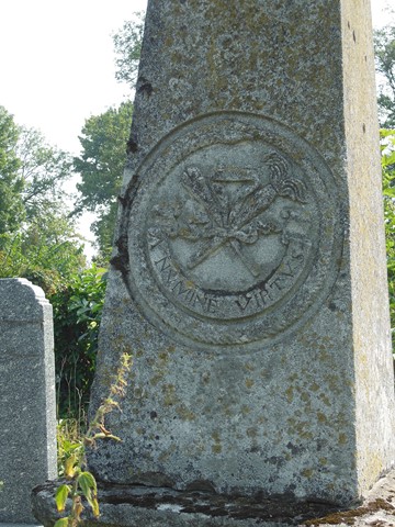 Fragment nagrobka Josepha Mosinga, cmentarz w Tarnopolu, stan z 2016 roku