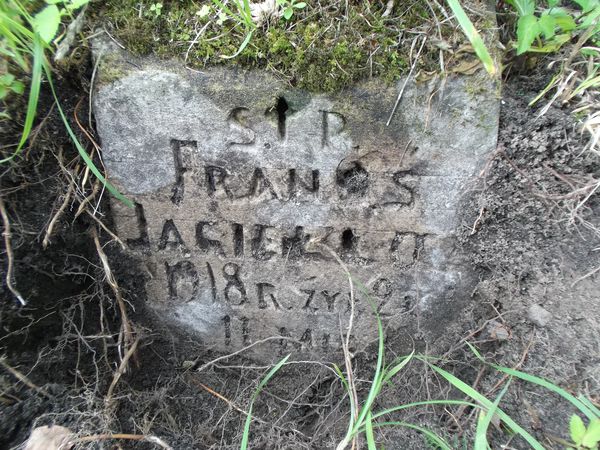 Fragment nagrobka Franciszka Jagiełło z cmentarza na Rossie w Wilnie, stan z 2012 r.