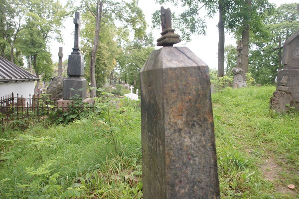 Fragment nagrobka Wincentego Gojżewskiego, cmentarz Na Rossie w Wilnie, stan z 2013