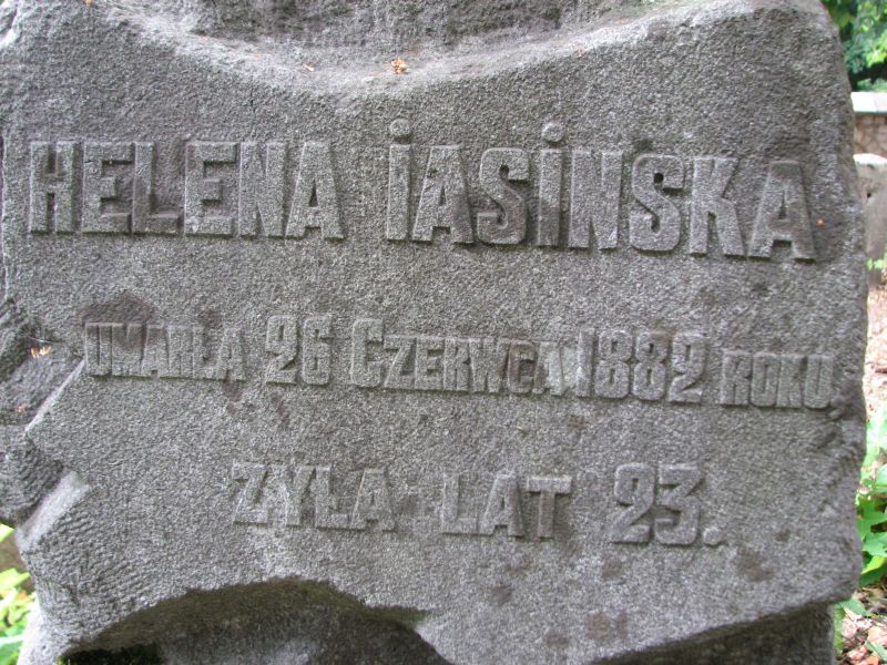 Tombstone of Helena Iasinskaya, Ross cemetery in Vilnius, as of 2013.