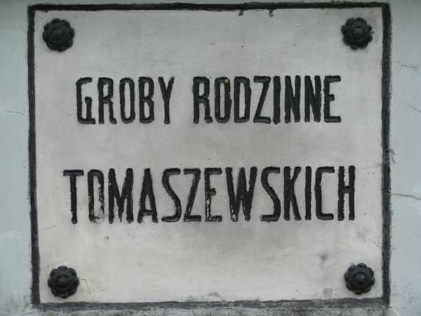 Inscription plaque from the tomb of Gabriela Luczak and the Tomaszewski family, Na Rossie cemetery in Vilnius, as of 2013