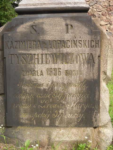 Fragment of Kazimiera Tyszkiewicz's tombstone from the Ross Cemetery in Vilnius, as of 2013.