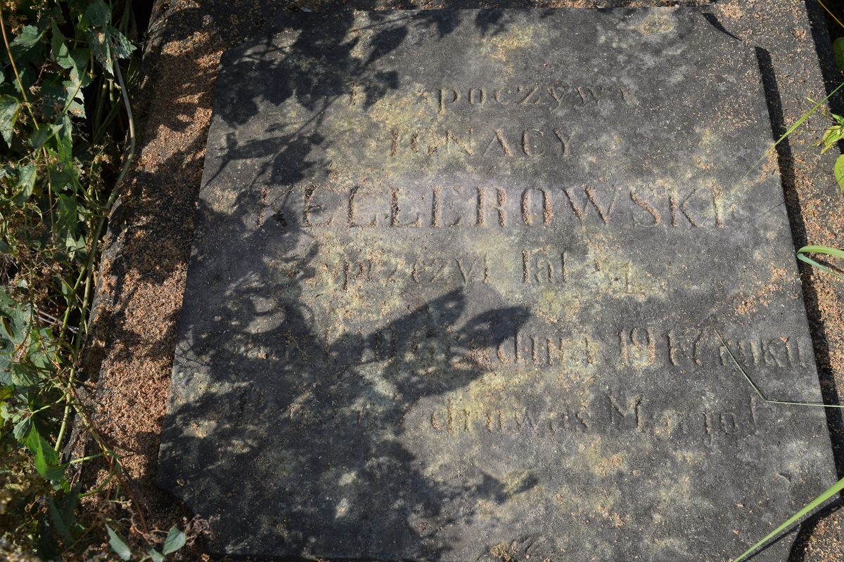 Tombstone of Ignacy Kellerowski, fragment with inscription, Ternopil cemetery, pre-2016 condition