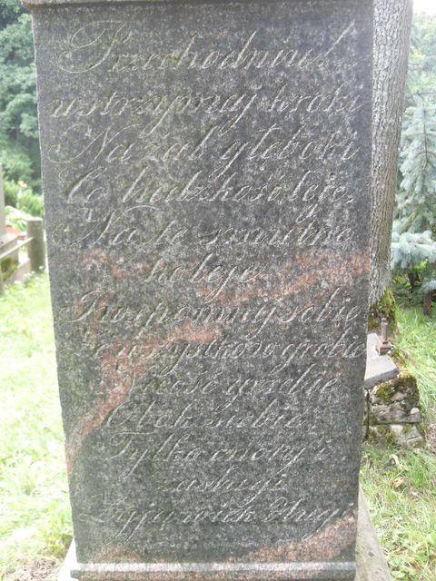Fragment nagrobka Stanisława Hryniewicza z cmentarza na Rossie w Wilnie, stan z 2013 r.