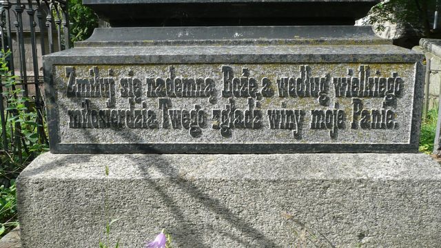 Fragment of Piotr Walicki's tombstone from the Ross Cemetery in Vilnius, as of 2013.