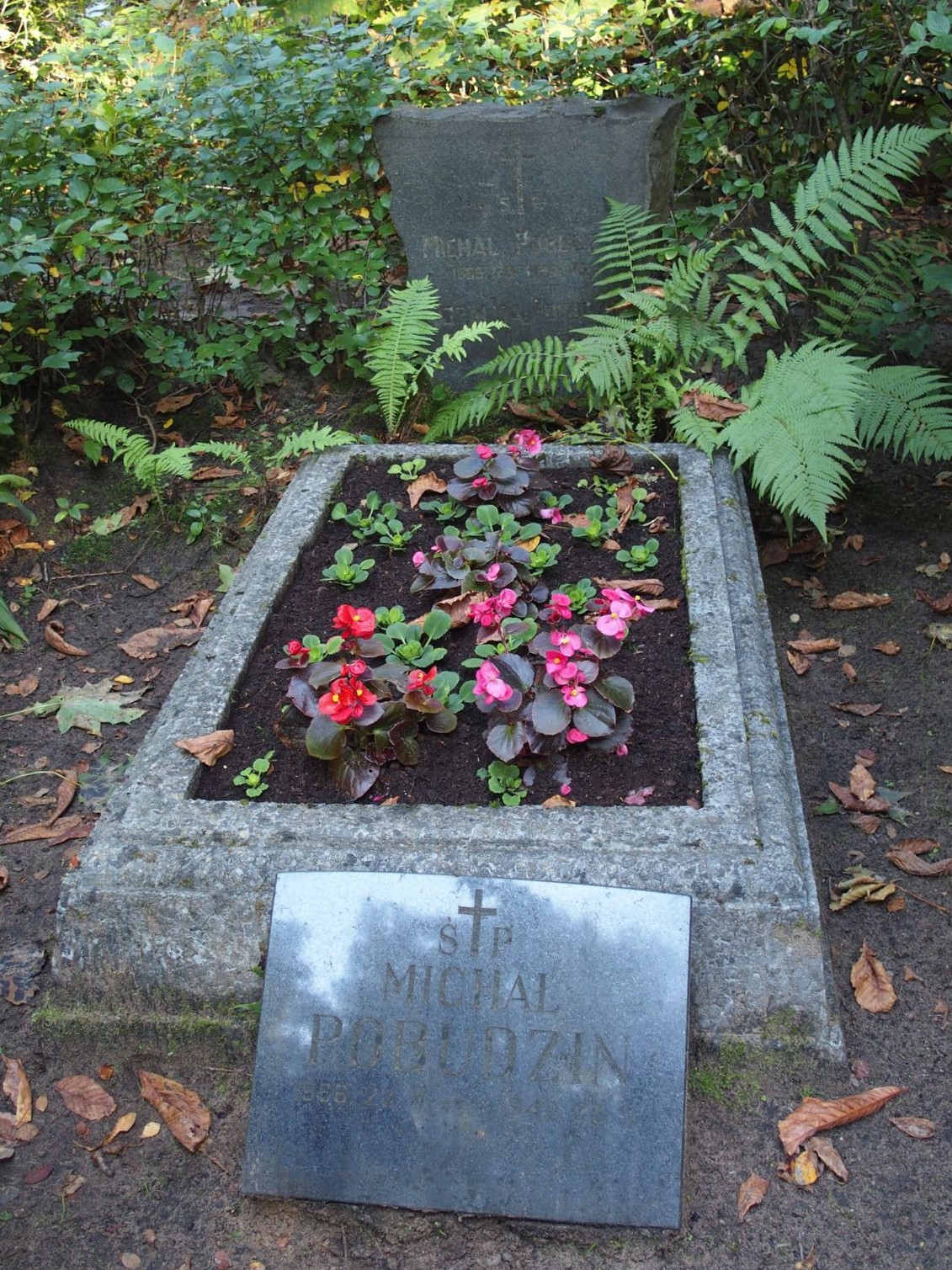 Tombstone of Michal Pobudzin and Rozalia Pobudzin, St Michael's cemetery in Riga, as of 2021.