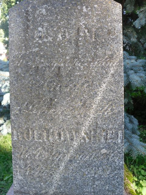 Fragment of Aniela Kolkowska's gravestone from the Ross Cemetery in Vilnius, as of 2013.