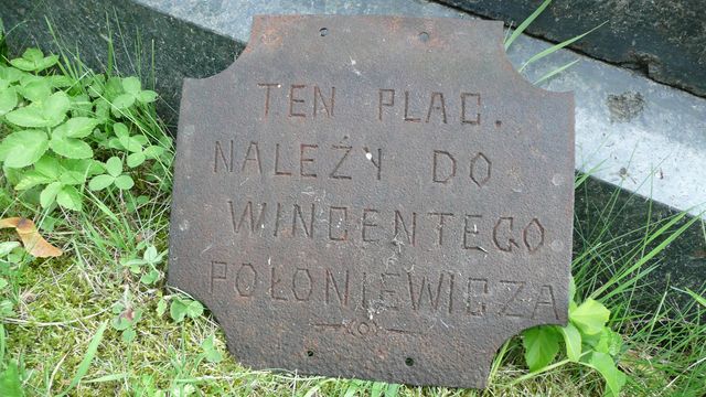 Fragment nagrobka Emilii i Wincentego Połoniewicz z cmentarza na Rossie w Wilnie, stan z 2013 r.