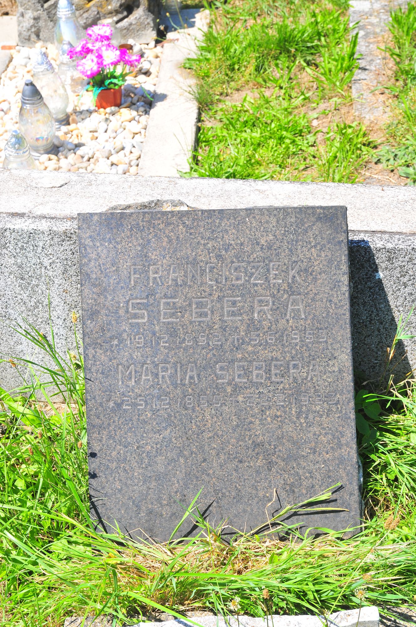Tombstone of František and Marie Seber, Karviná Doly cemetery, state 2022