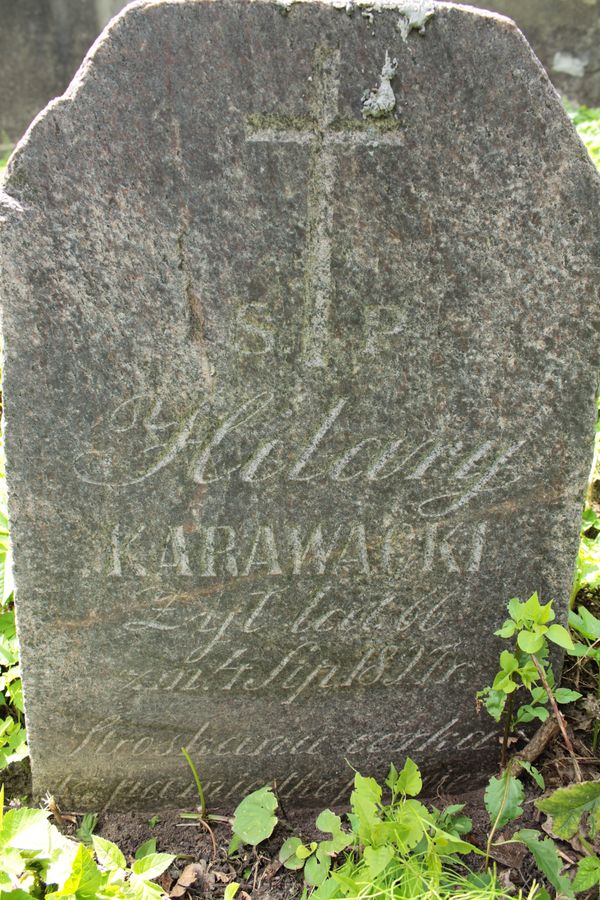 Tombstone of Hilary Karawacki, Na Rossie cemetery in Vilnius, as of 2013